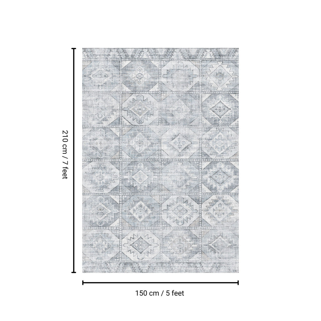 Toucan - 5' X 7' Washable Non - Slip Area Rug - Silver