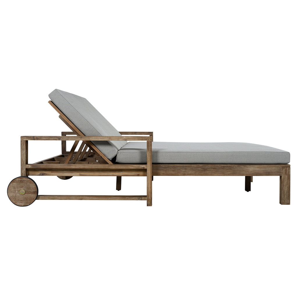 Outdoor Daybed Acacia Wood Farmhouse Gray with Wheels 2 Person