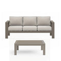 Outdoor Patio Set Iron Khaki 2 Piece 3 Seat Sofa 5 in Cushions 43in Table
