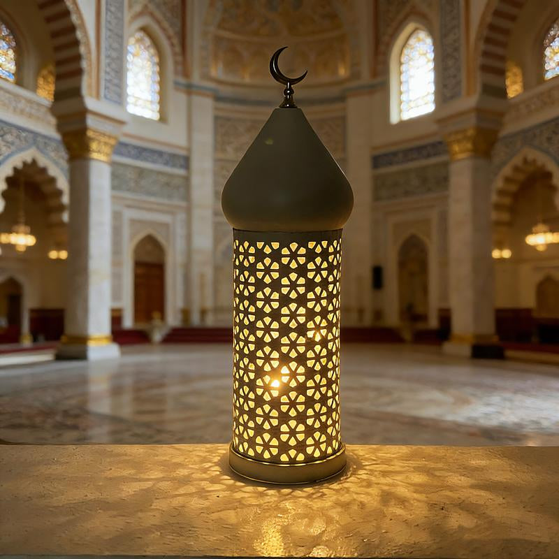 Metal Light Transparent Glass Moroccan Style Hanging Lanterns Creative Wedding Home Tabletop Decoration Birdcage Lantern Candle Holders for Ramadan Decorations,Small 3.86In X 12.4In