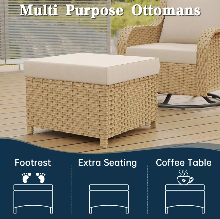 6 Piece Outdoor Patio Rattan Sofa Set Yellow Beige