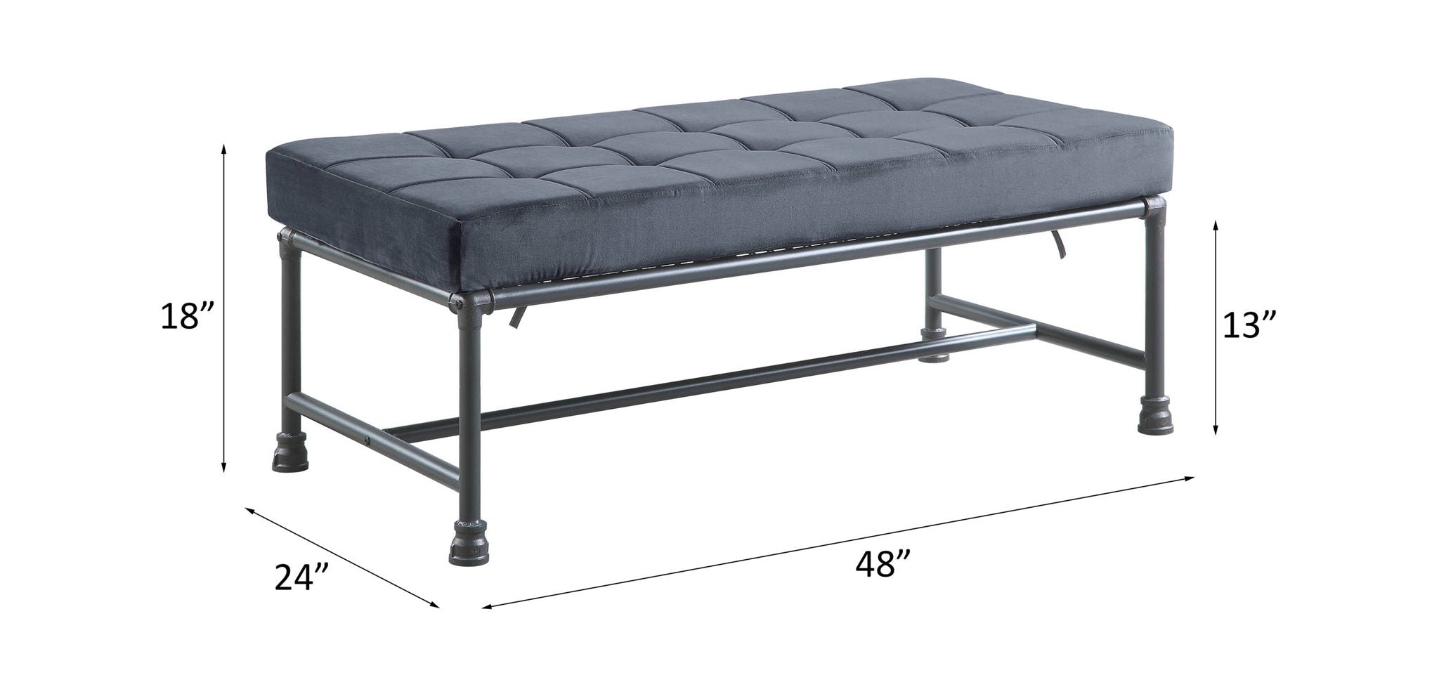 Brantley - Bench - Gray Velvet & Sandy Gray