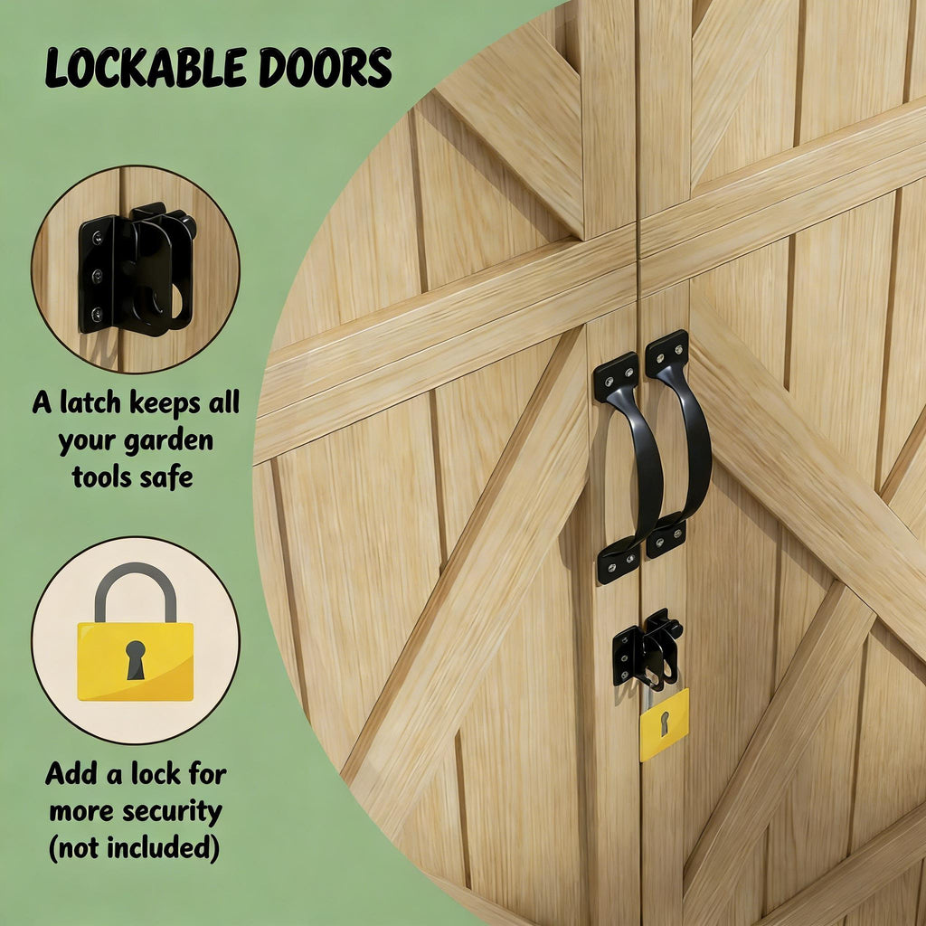 Outdoor Storage Shed Fir Wood Natural Vertical Lockable 35.5in