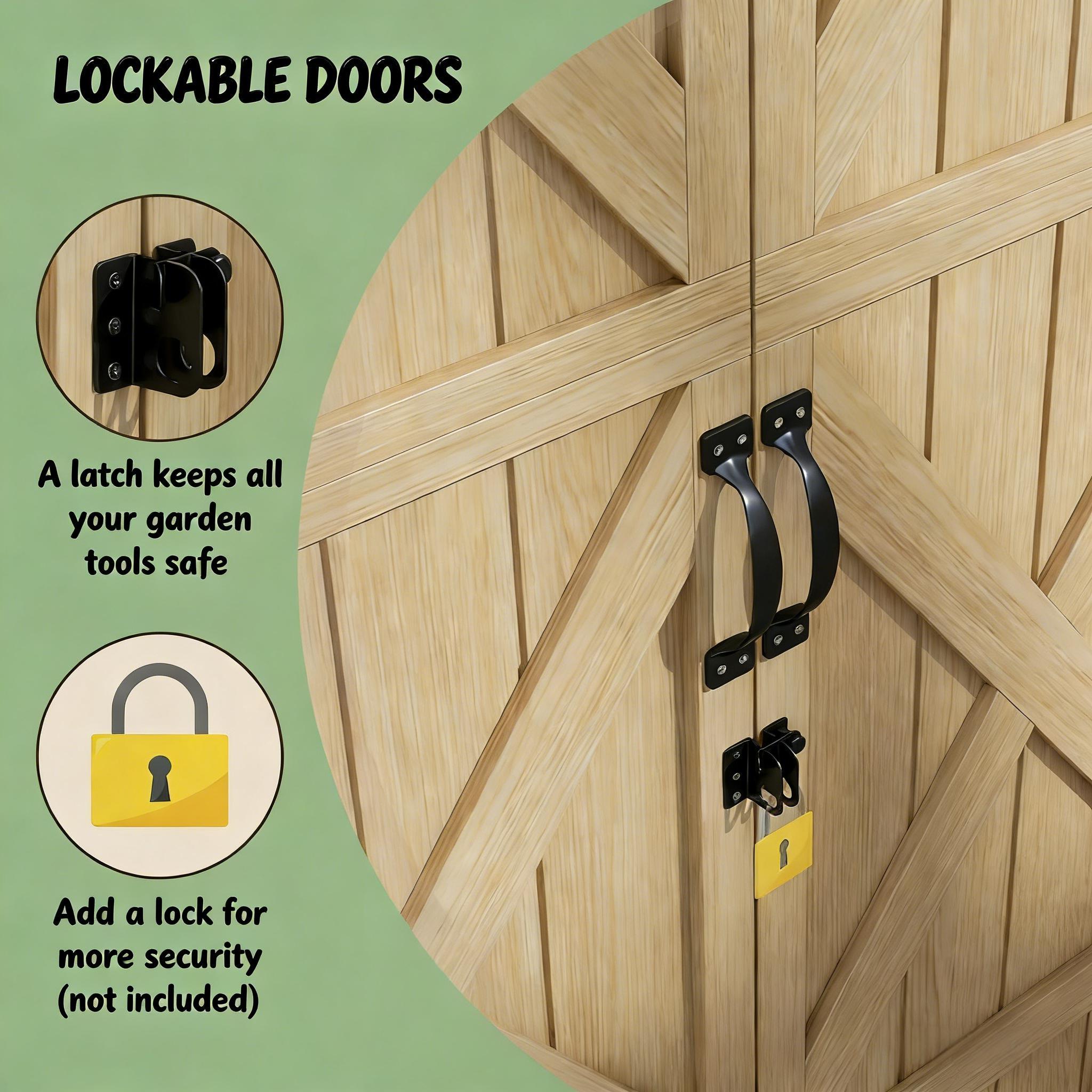 Outdoor Storage Shed Fir Wood Natural Vertical Lockable 35.5in