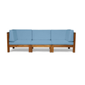 Outdoor Sectional Sofa Set Acacia Wood Blue Cushions 3 Piece