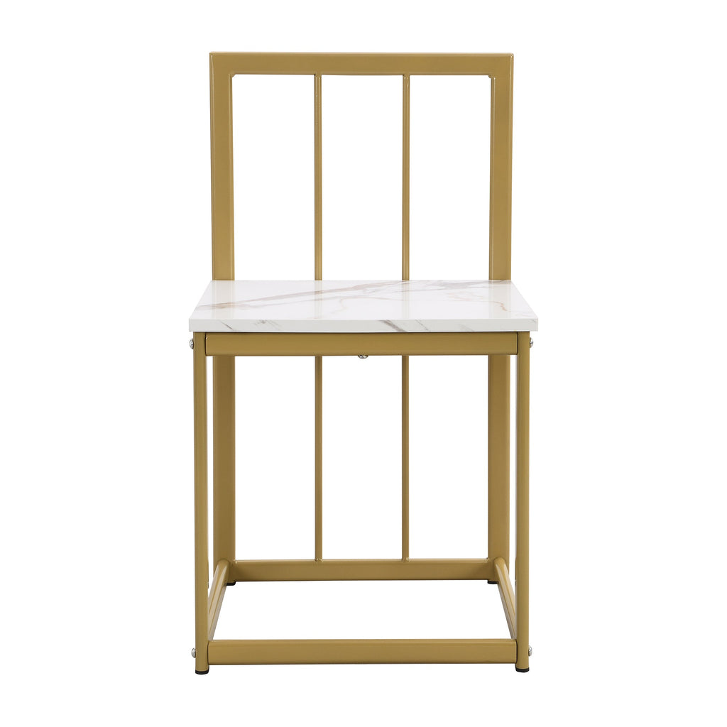 Modern 7-Piece Dining Table Set with Faux Marble Compact 55 In Kitchen Table Set for 6