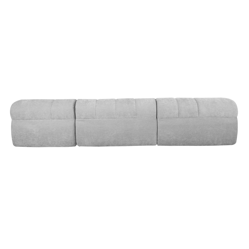 Sectional Sofa L-Shape Polyester Gray 4 Seat 122 In Chaise No Assembly