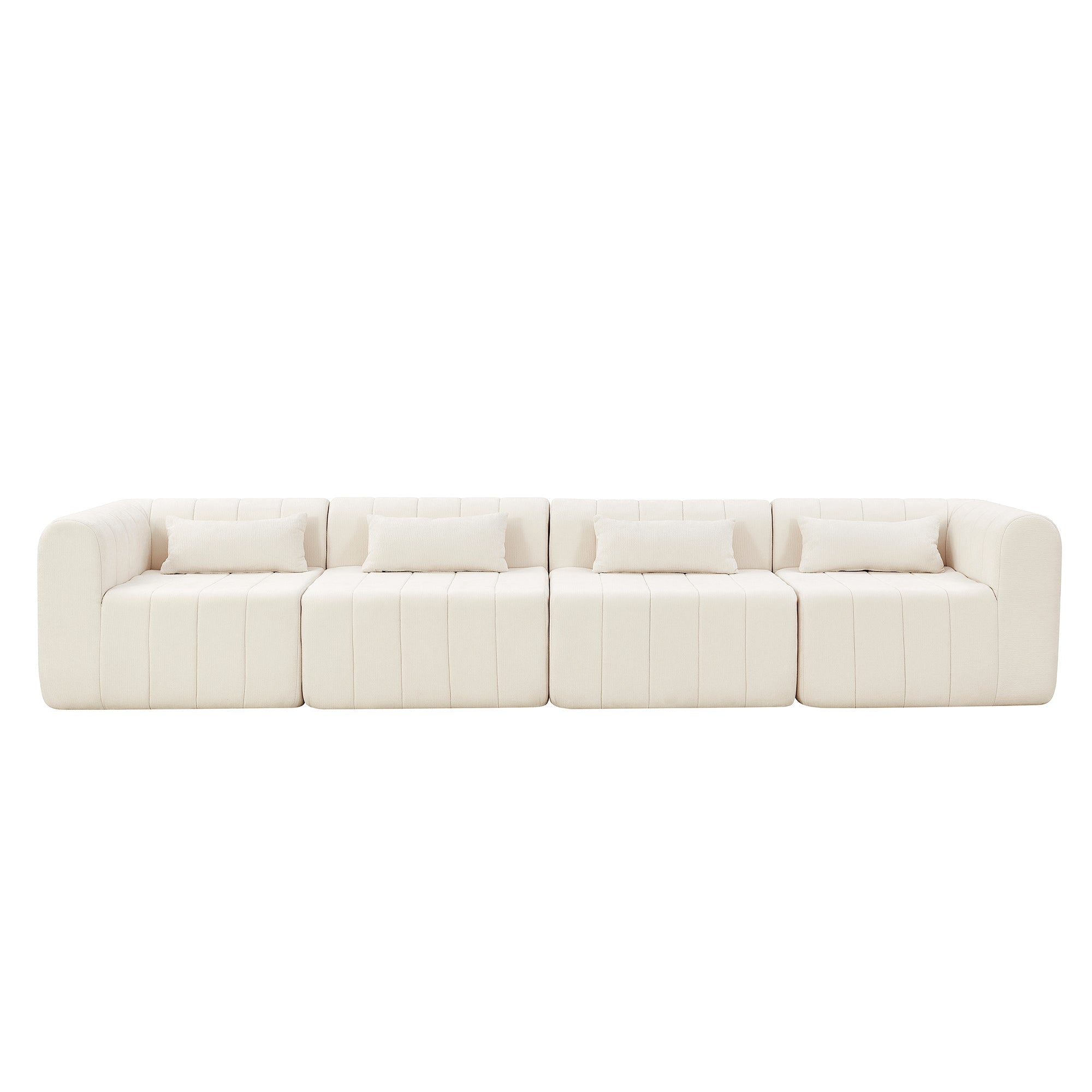 Sectional Sofa Modular Polyester Beige 4 Seat 145 In No Assembly