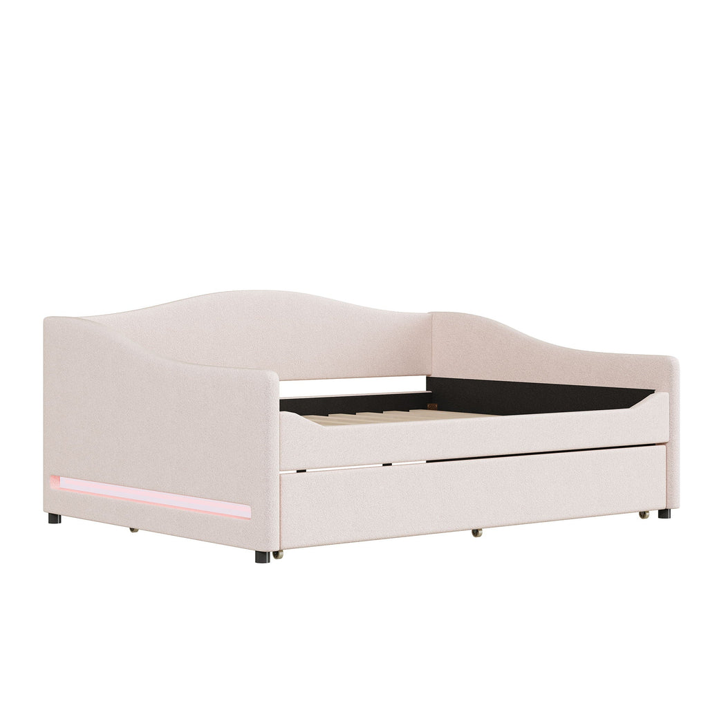 Upholstered Daybed With Light And Trundle