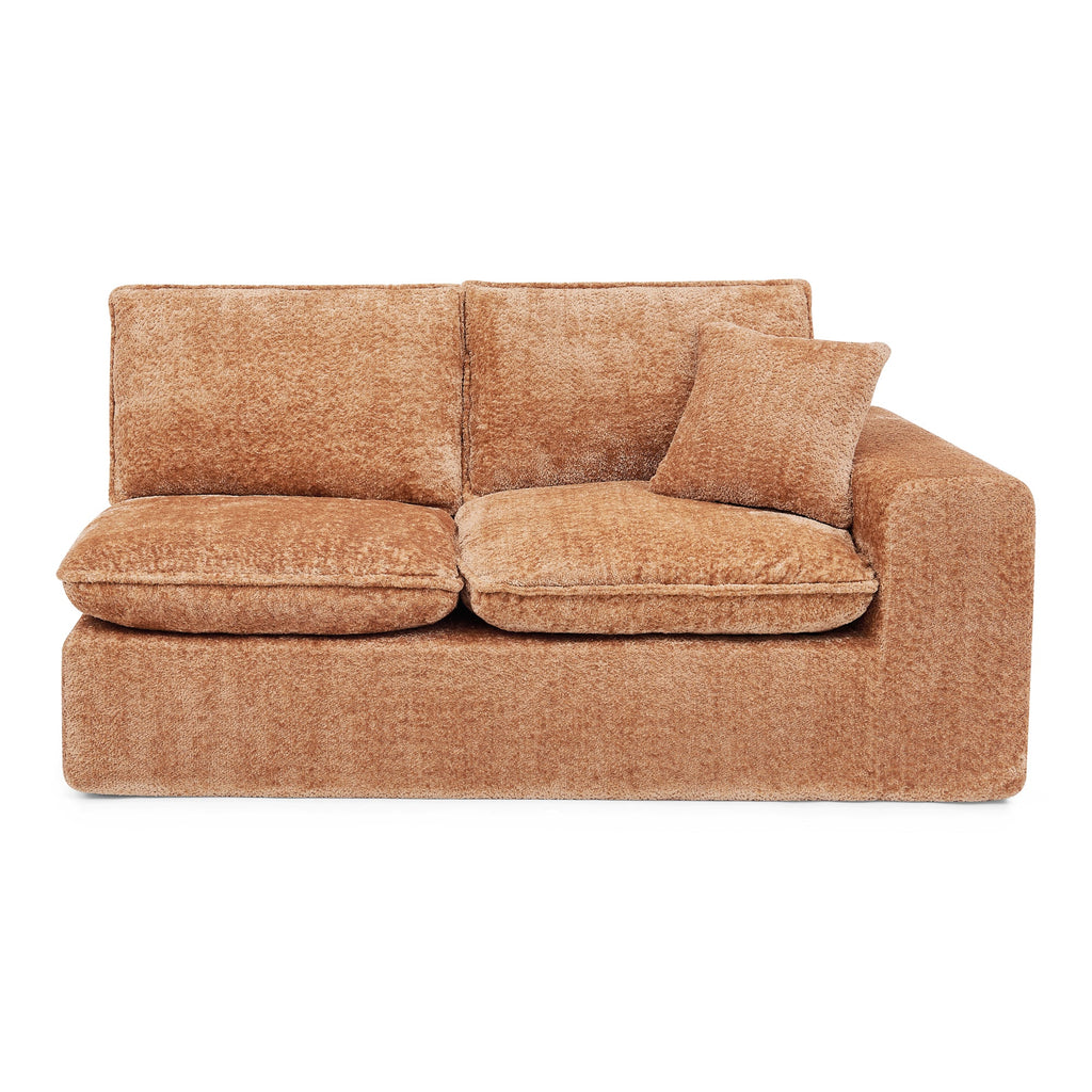 Sectional Sofa Modular Boucle Orange 7 Seat Ottomans 107 In No Assembly