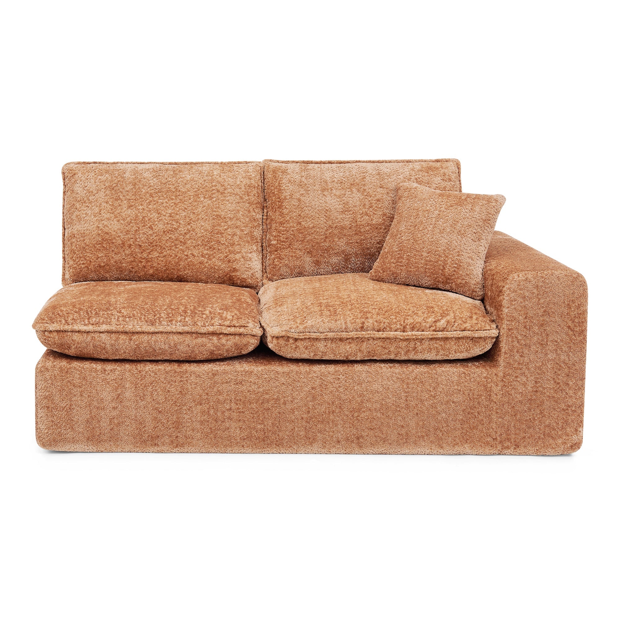 Sectional Sofa Modular Boucle Orange 7 Seat Ottomans 107 In No Assembly