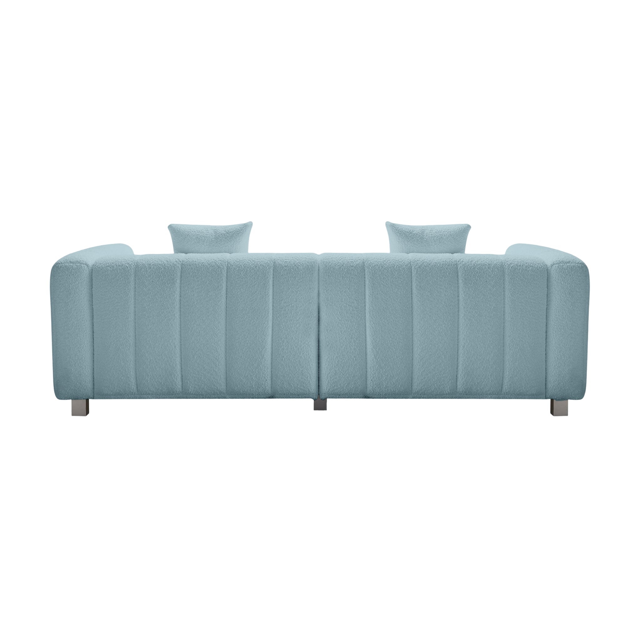 Sofa Modular Velvet Teddy Blue 3 Seat Metal Legs 87 In 750 LB