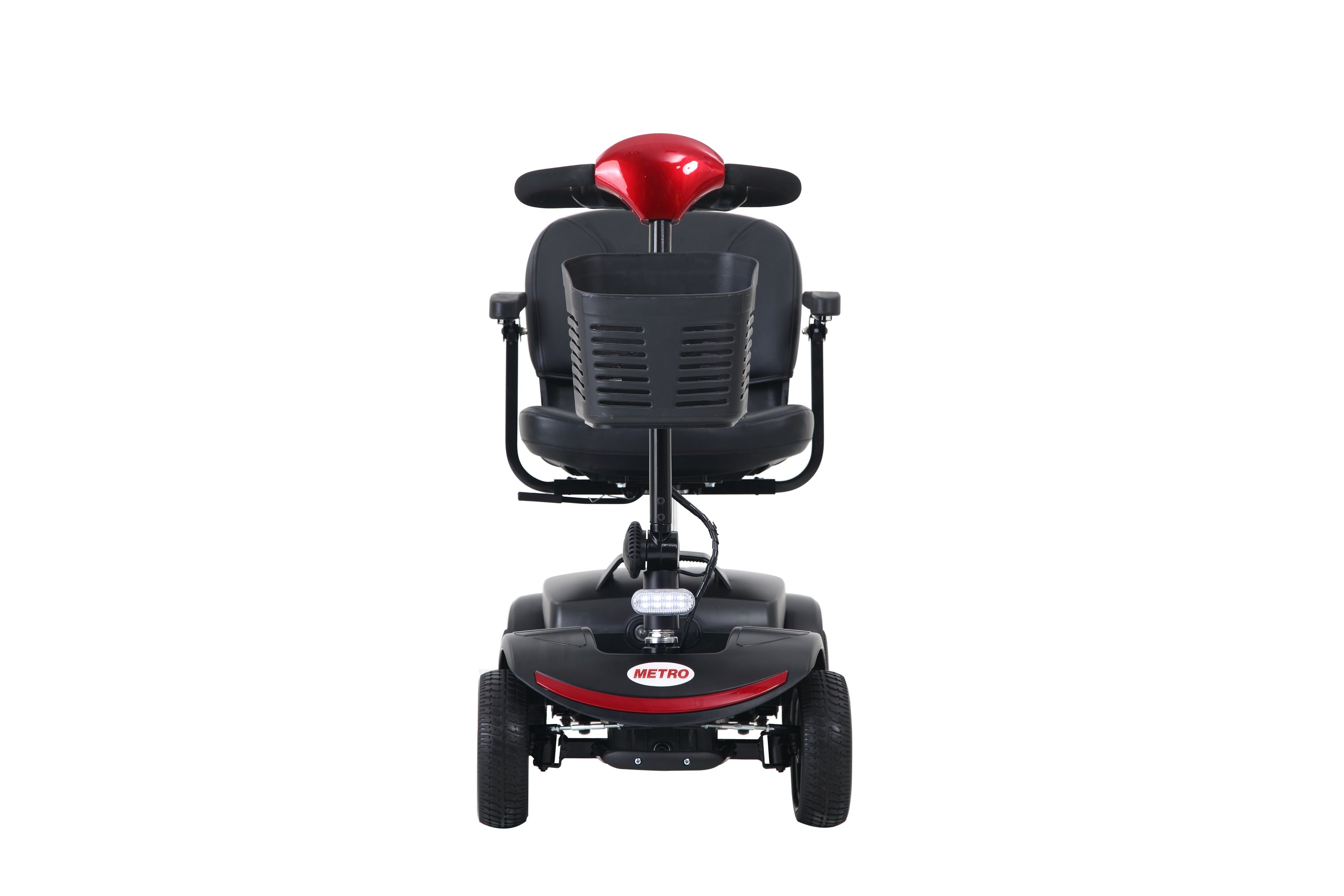 Mobility Scooter 4-Wheel Compact Metal Red 300 LB 10 Mile Rear Suspension