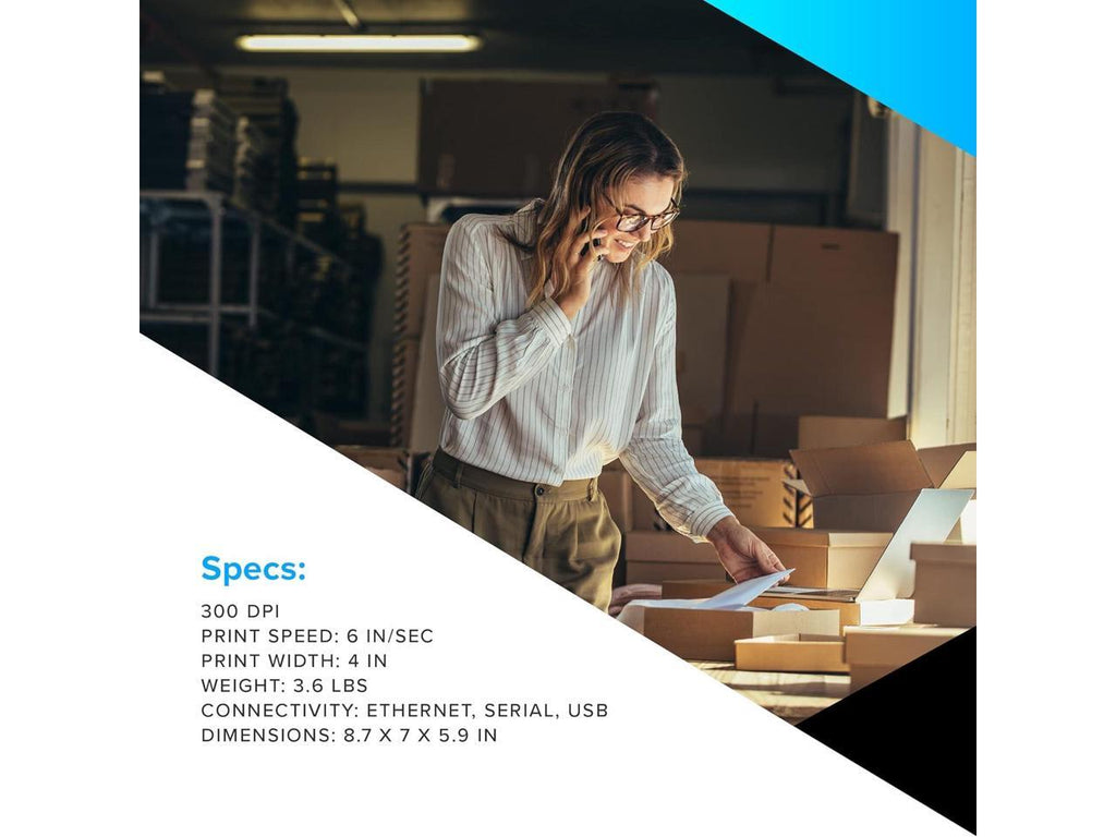 Zebra Direct Thermal Printer ZD621 300 DPI USB RJ45 DB9 ZD6A043-D01F00EZ