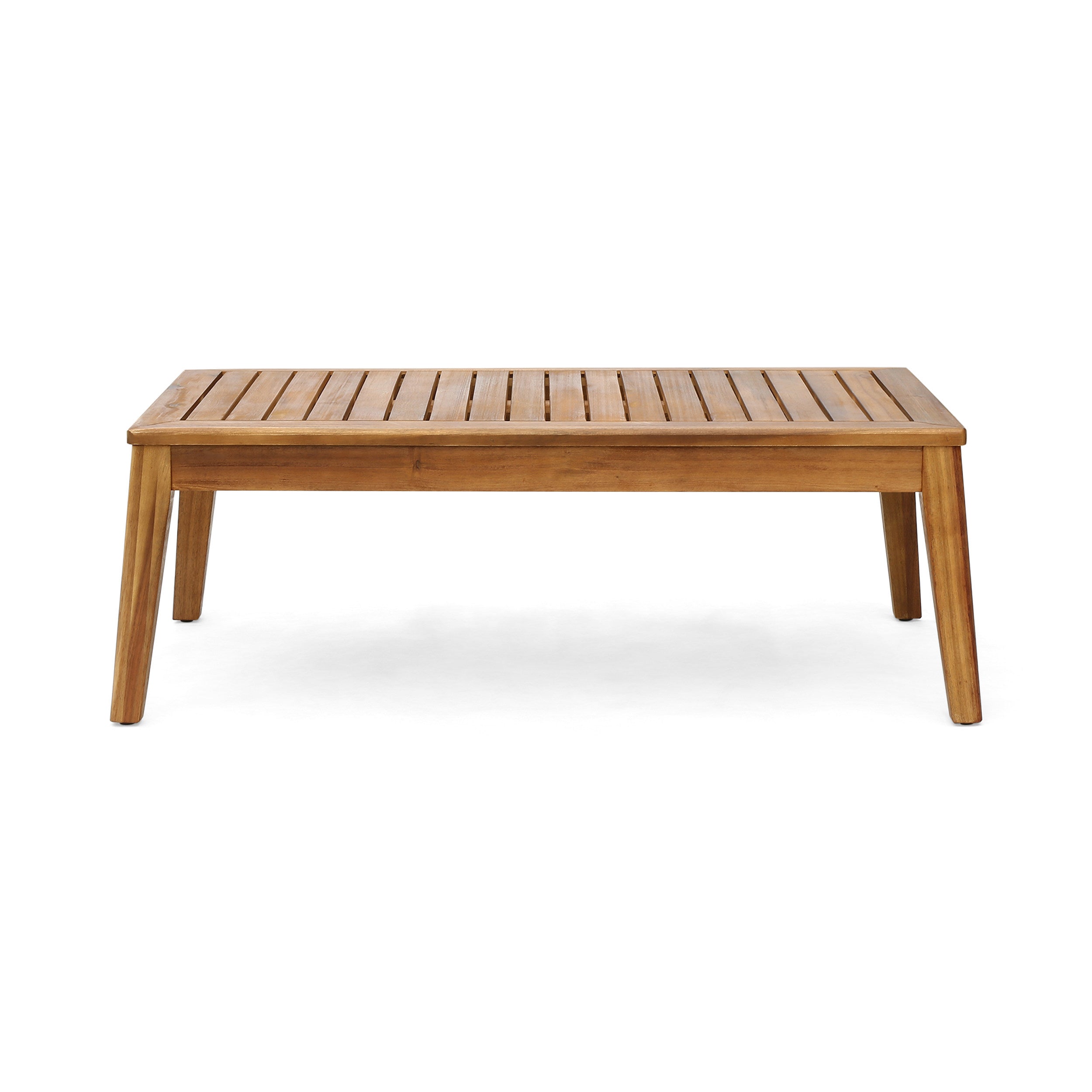 Outdoor Patio Set L-Shape Acacia Wood Teak Beige Cushions 3 Piece