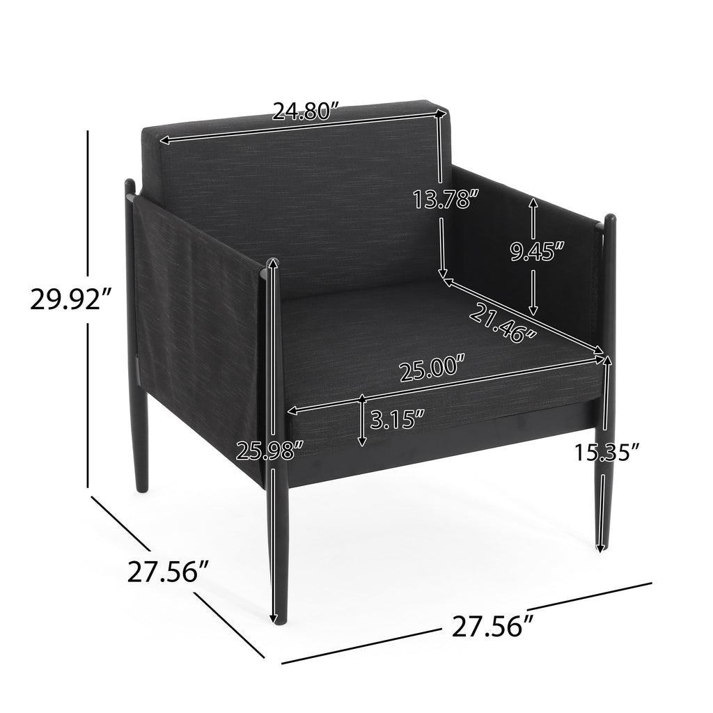Dawson Outdoor Patio 2pcs Black Aluminum Club Chair Set with Water-Resistant