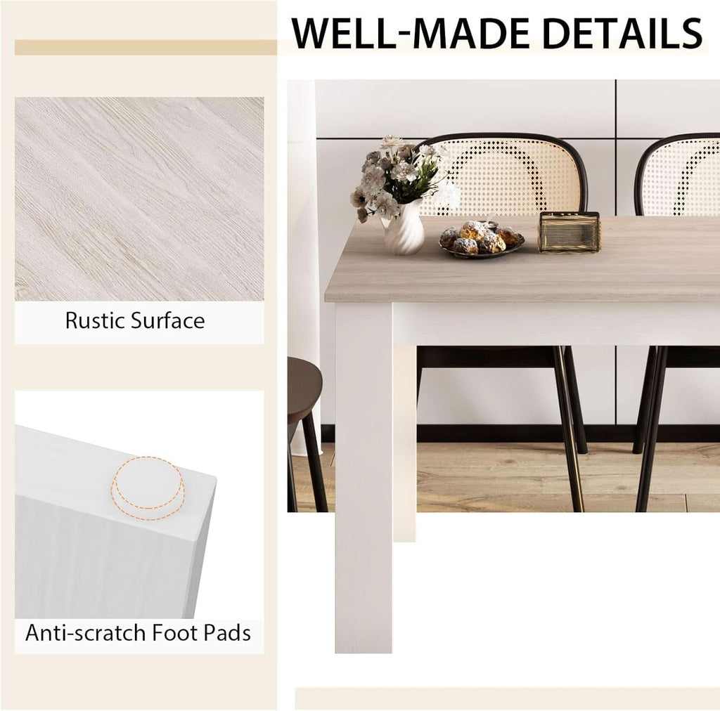 Wooden Dining Table For Four 47 By 28 Inches White Gray