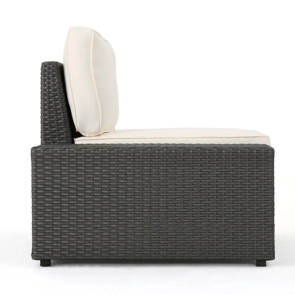 Outdoor Sectional Set PE Rattan Iron Dark Brown 8 Piece