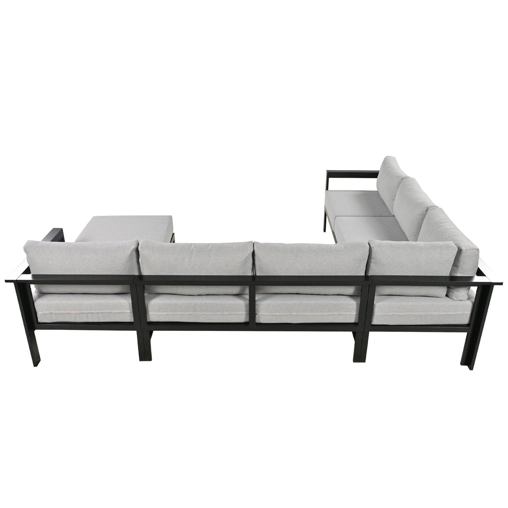 Outdoor Sectional Set Iron Gray U-Shape Seats 5 to 6 5.9 In Cushion