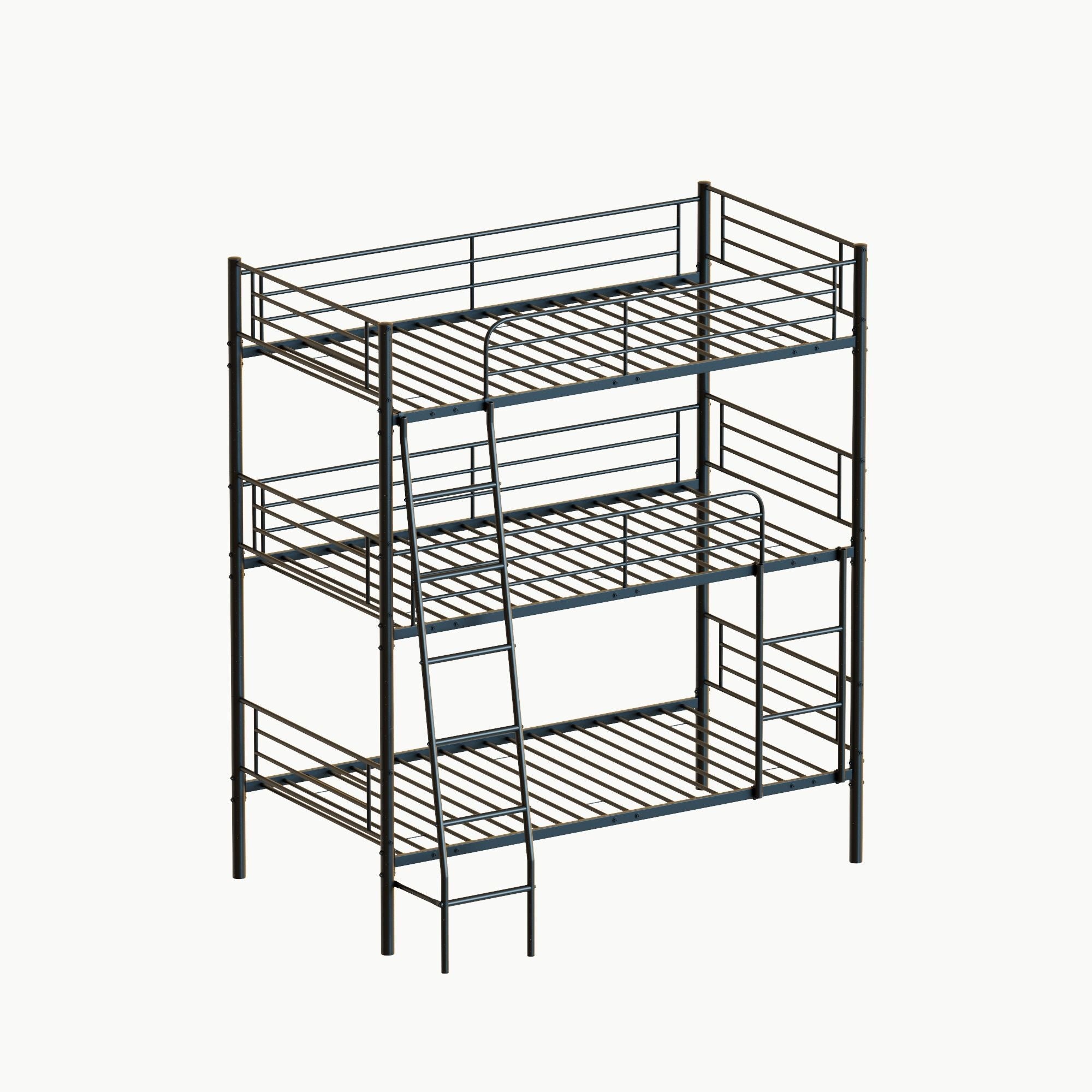 Twin Size Metal Triple Bunk Bed For Bedroom And Dormitory, Convertible Into 3 Separate Beds - Black