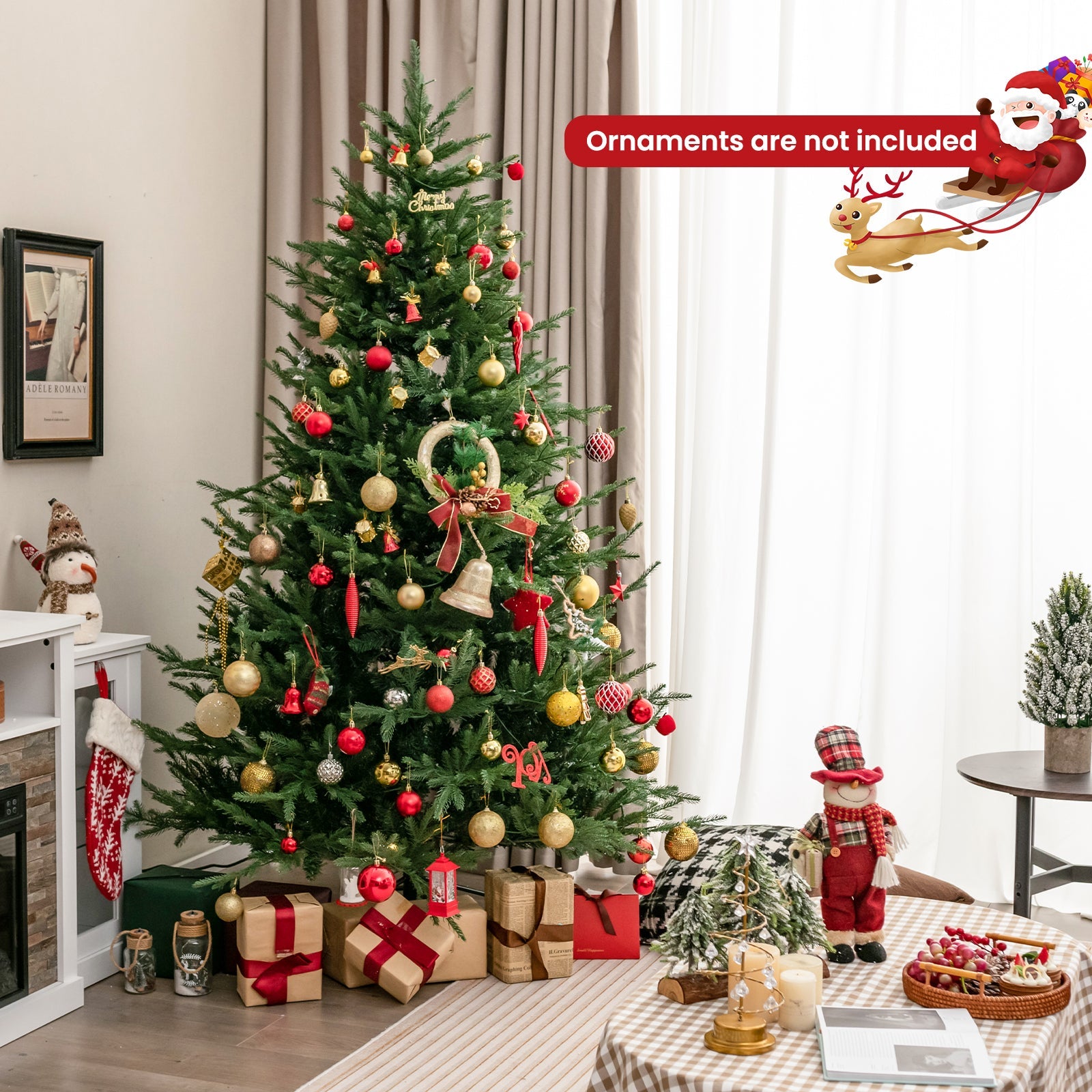 Pre-lit Christmas Tree with 280 Warm White LED Lights and 8 Lighting Modes