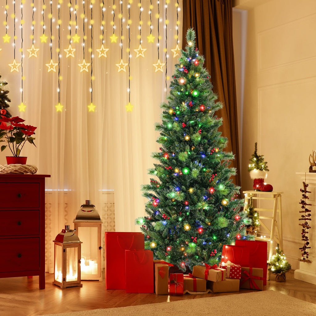 6/7/8 Feet Pre-Lit Artificial Christmas Tree with 300/400/500 LED Lights