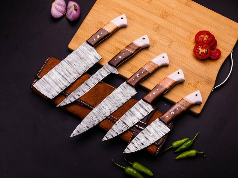 Custom Handmade Damascus Kitchen Knife – 8" Blade
