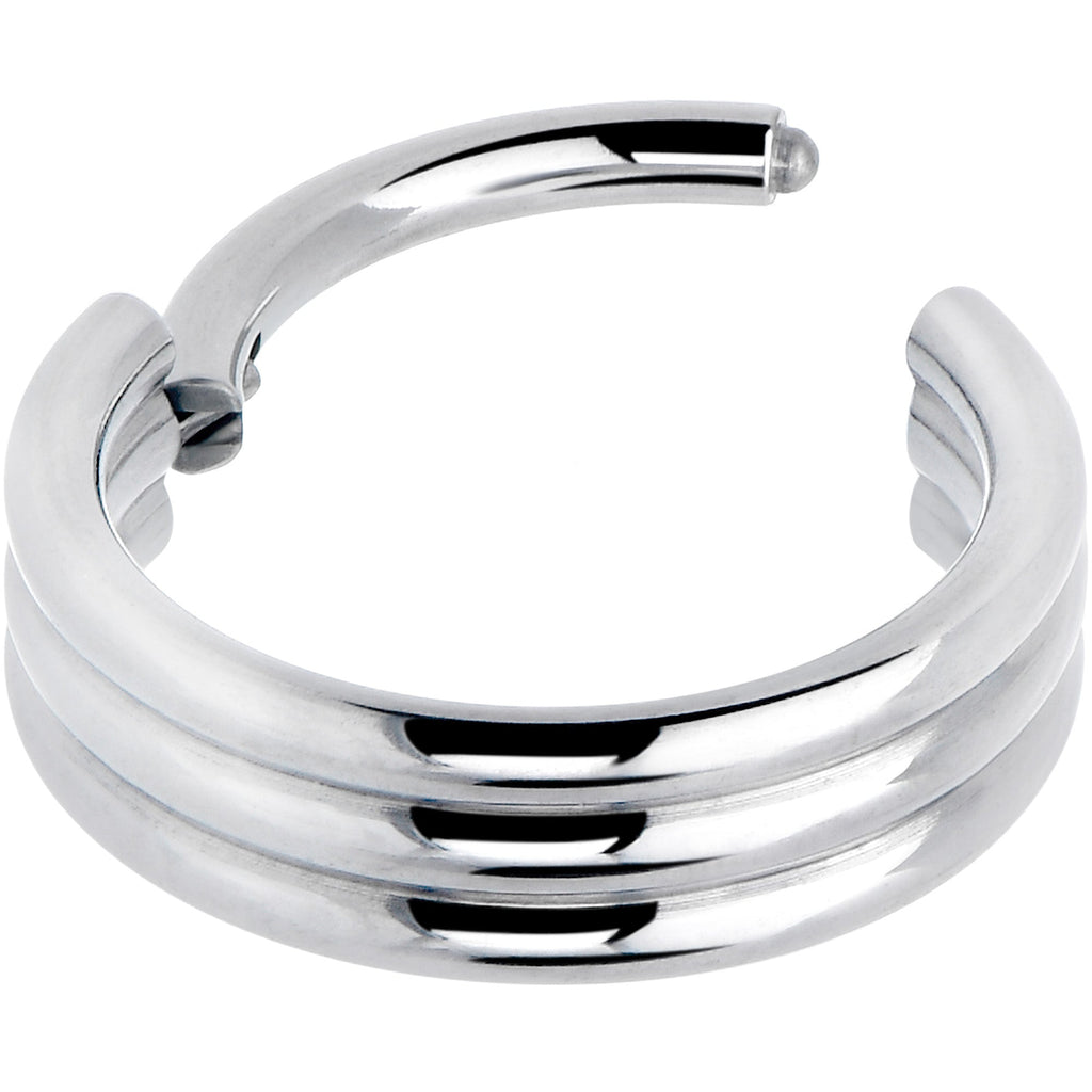 16G 3/8 Implant Grade Titanium Triple Stacked Hinged Segment Ring