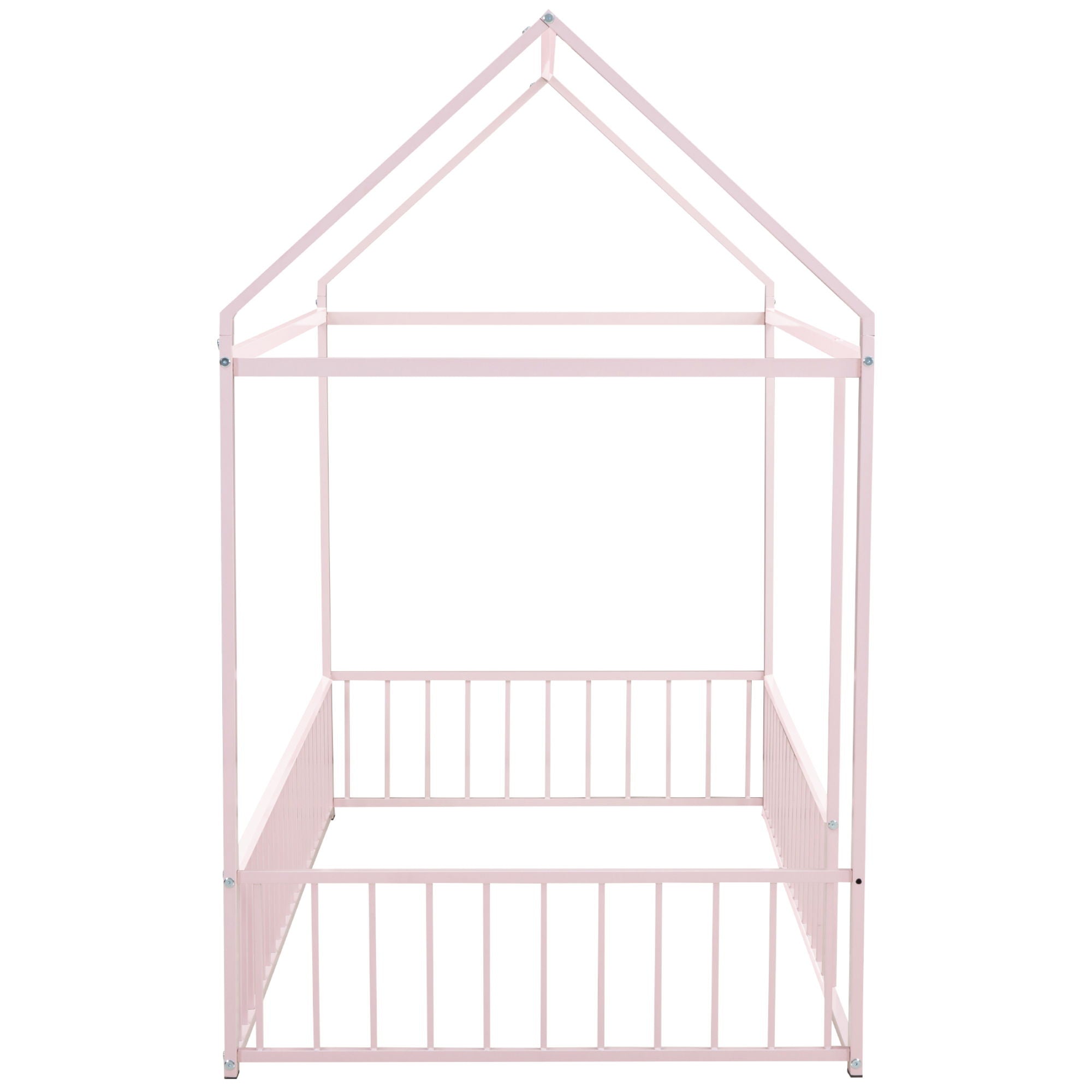 Metal Bed House Bed Frame With Fence
