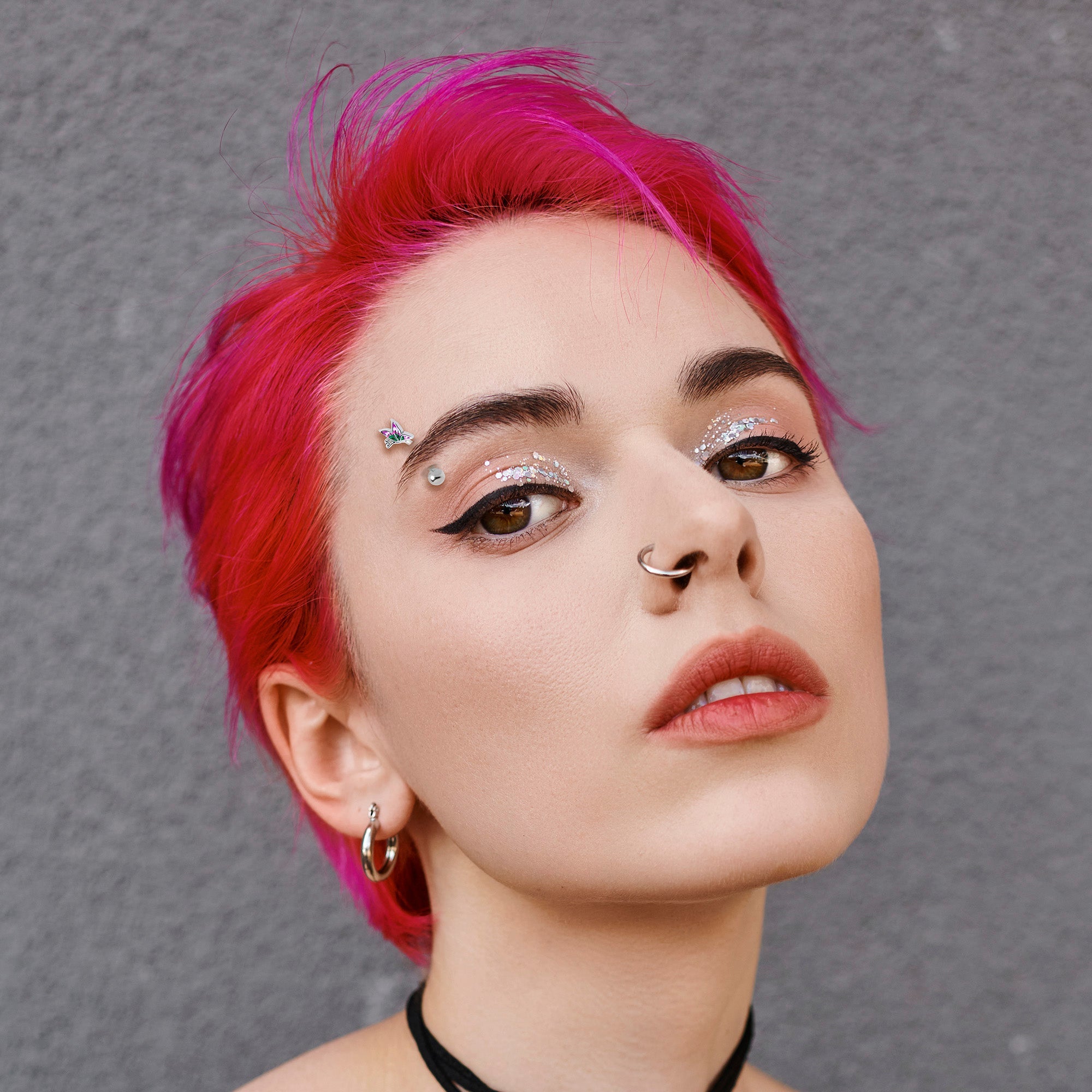 16G 5/16 Profile Butterfly Curved Eyebrow Ring