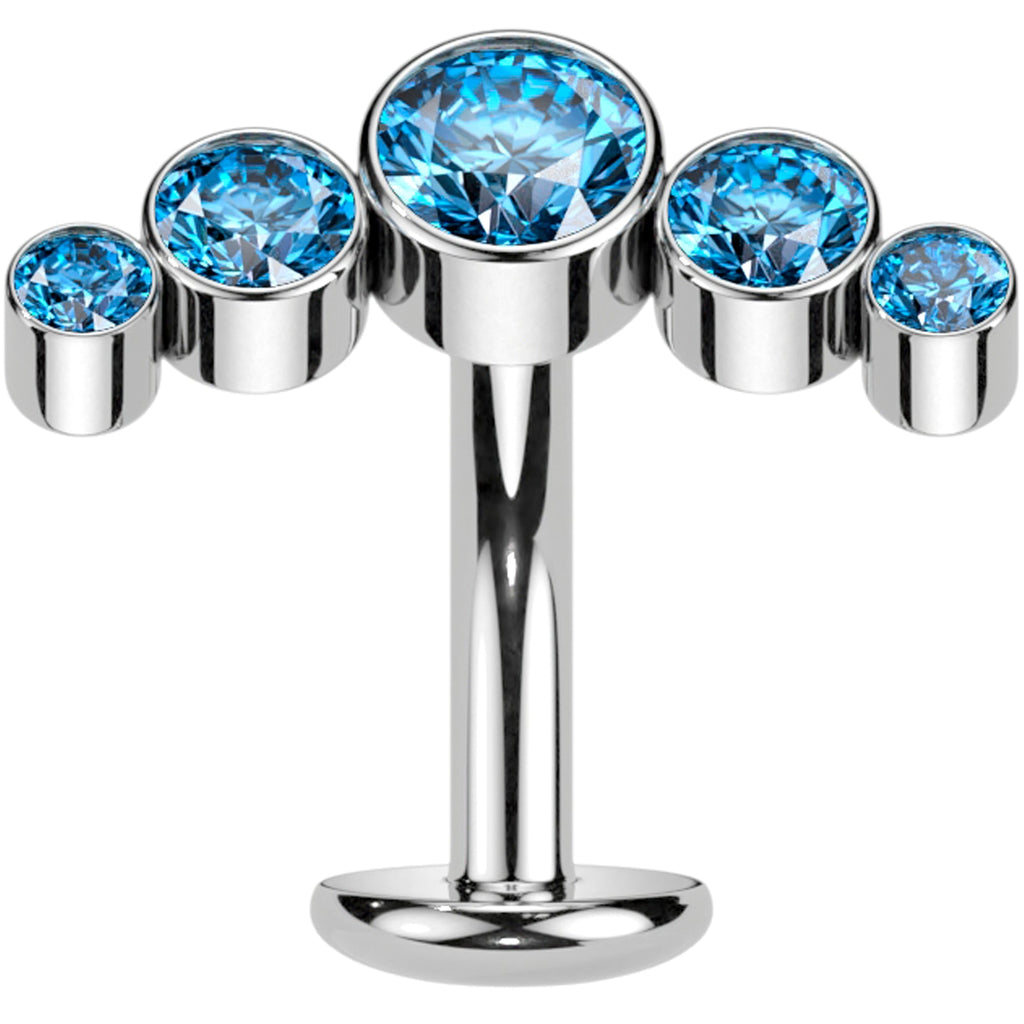Cubic Zirconia Gem Titanium Curve Threadless Floating Belly Ring
