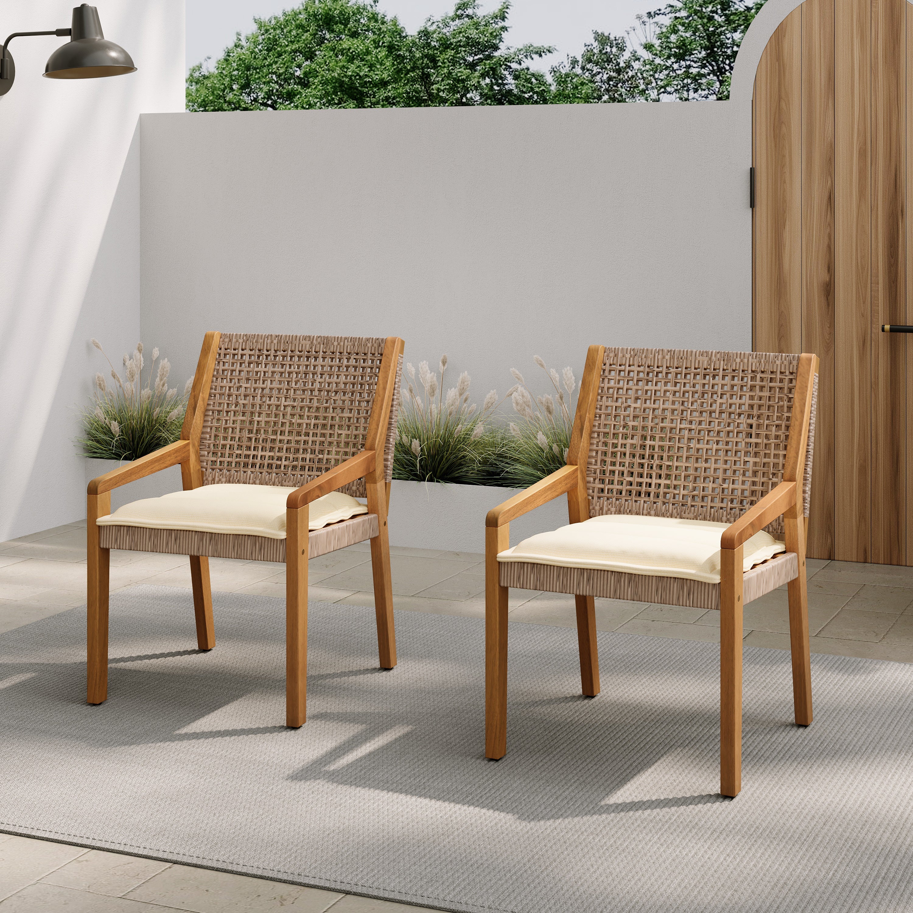 Outdoor Dining Chair - Acacia Wood & Wicker