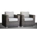 Outdoor Club Chair Wicker Espresso Gray Cushion Aluminum 2 Piece 600 LB