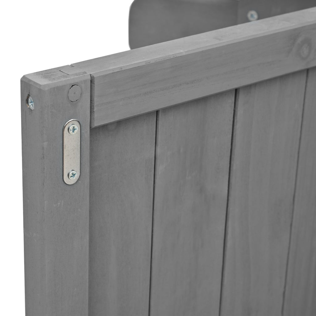 Outdoor Kitchen Island Fir Wood Kitchen Island with Stainless Steel Top, Ample Storage, Towel and Spice Racks, Bottle Opener, Grey