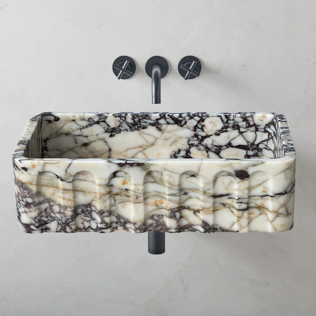 Calacatta Viola Marble Wall Mount Bathroom Vanity Sink 19.5x31.5