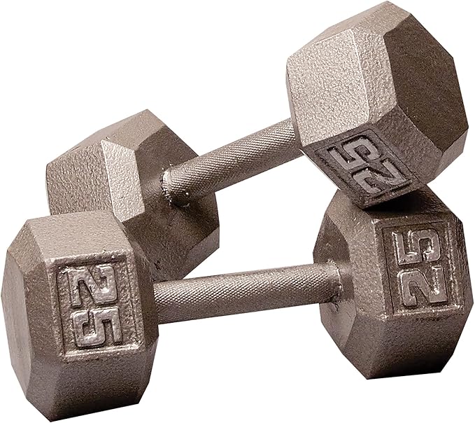 Body-Solid Cast Iron Hexagon Dumbbell, Hand Weights For Men and Women, Weight Dumbbells for Strength Training, Body Building Home Gym Training Gear