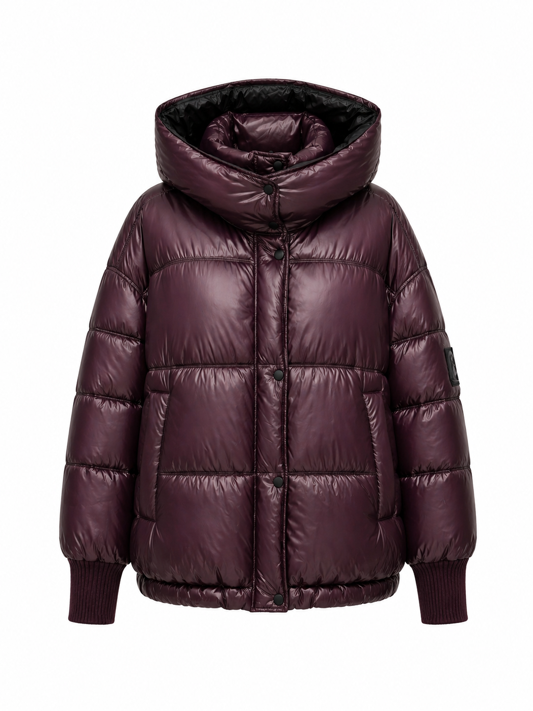 ⇆ Reversible Hooded Bio-Down Jacket in Burgundy/Black