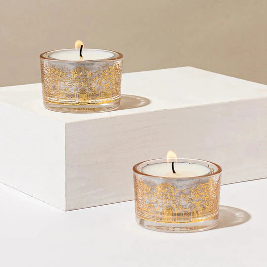 Luxurious Shabbat Table Set in Gold & White Tones - Golden Harmony Series