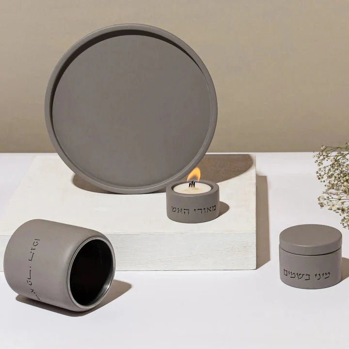 Luxury Jewish Havdalah Set: Modern Concrete Design – Luxe Series
