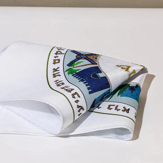 Challah cover designed with a natural, high-quality bamboo fabric texture - Circle of Life Series