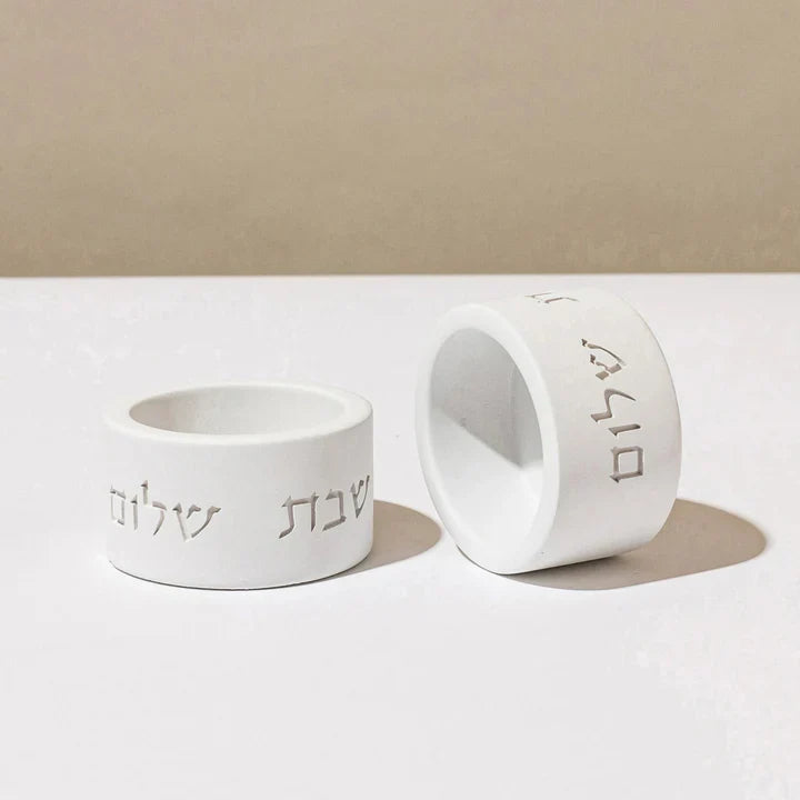 Elegant Shabbat Candle Holder Pair from Concrete - Flow Series