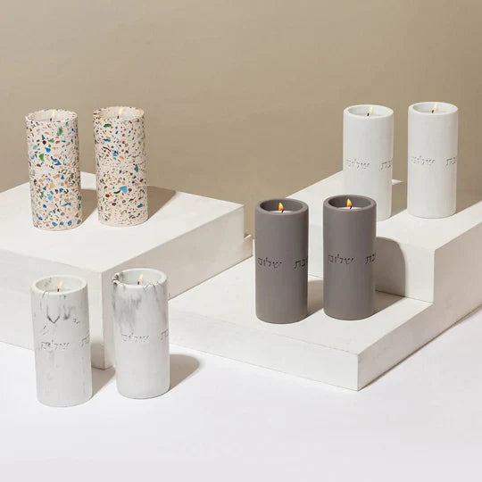 Clean Design Shabbat Candle Holders from Concrete – Flow Series