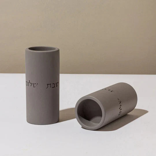 Handcrafted Concrete Shabbat Candle Holders – Flow Series