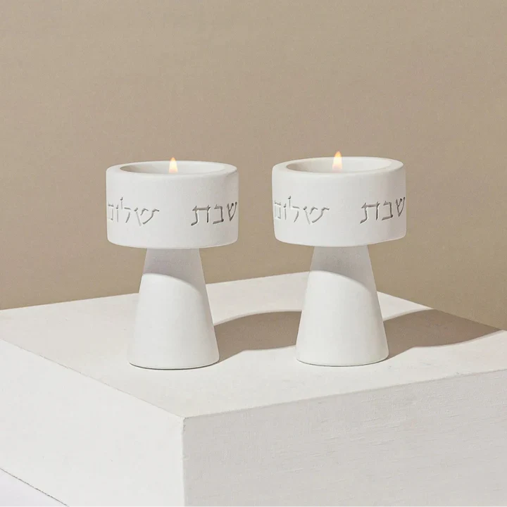 Modern Concrete Shabbat Set – Timeless Glow Series