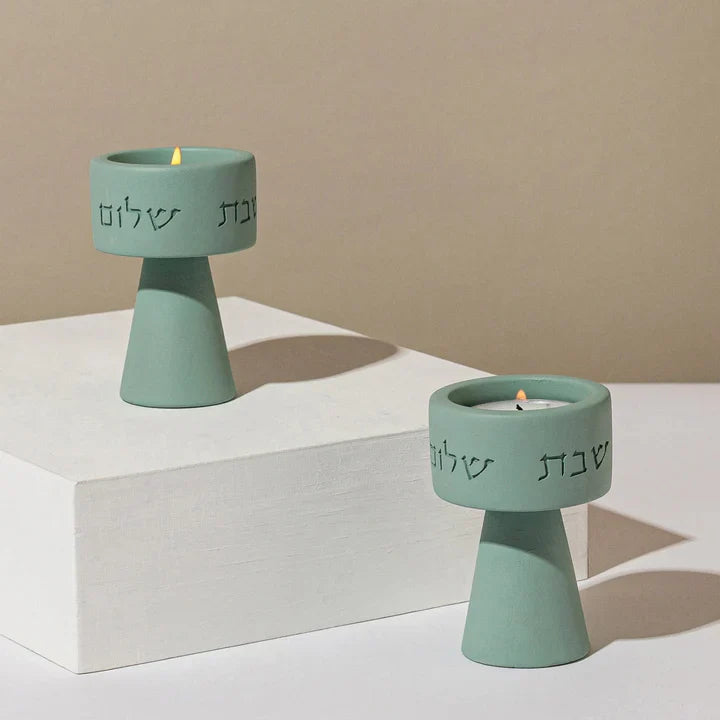 Modern Judaica Concrete Candle Holders – Solura Series