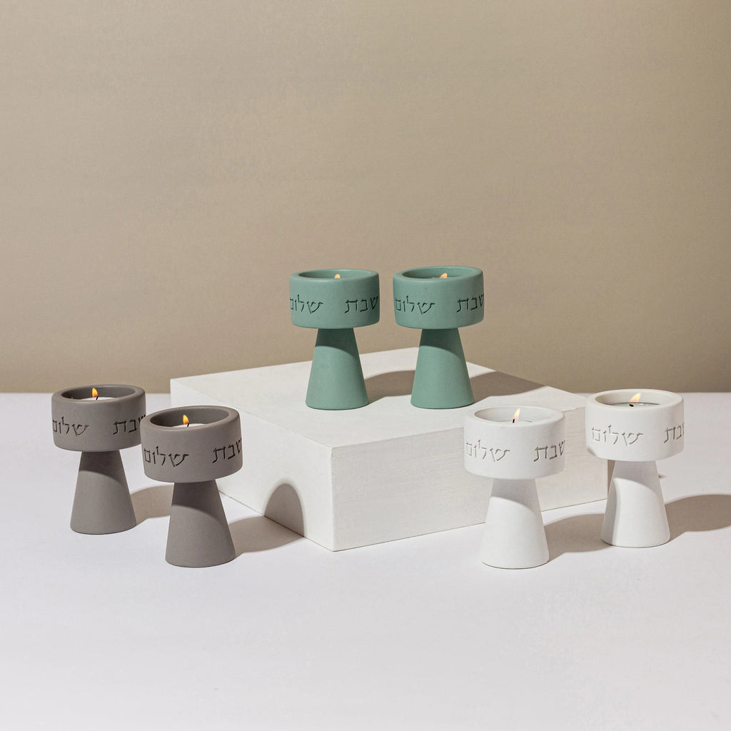 Concrete Shabbat Candle Holder Pair – Solura Series