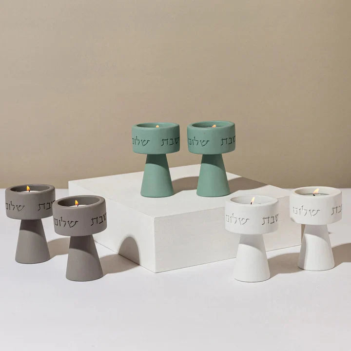Modern Concrete Shabbat Set – Timeless Glow Series