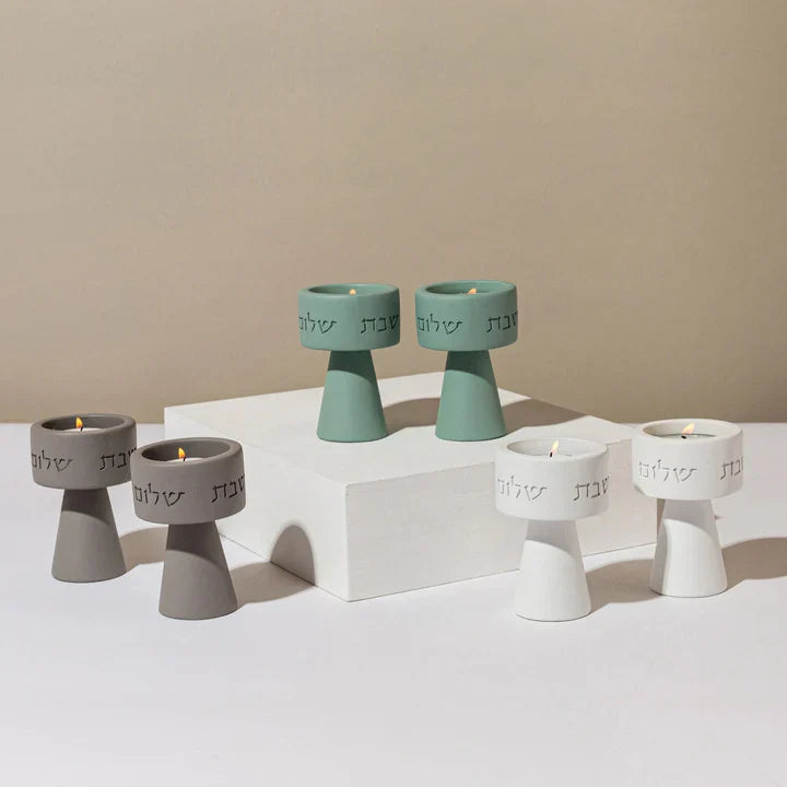 Modern Judaica Concrete Candle Holders – Solura Series