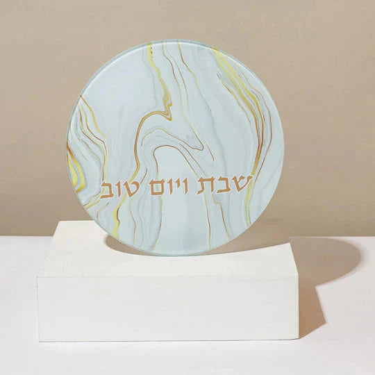 Elegant Glass Trivet with Marble and Gold Accents - Marble Gold Series