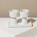 Traditional Shabbat Candle Holders with Contemporary Concrete Tray - Timeless Glow Series